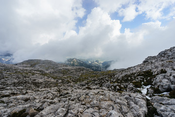 Rocky mountains and a clouded sky