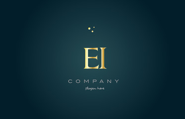 ei e i  gold golden luxury alphabet letter logo icon template