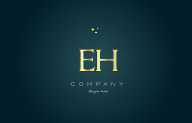 eh e h  gold golden luxury alphabet letter logo icon template