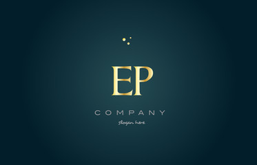 ep e p  gold golden luxury alphabet letter logo icon template