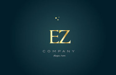 ez e z  gold golden luxury alphabet letter logo icon template