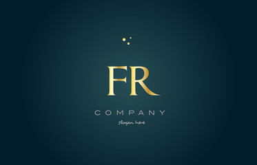 Fototapeta na wymiar fr f r gold golden luxury alphabet letter logo icon template