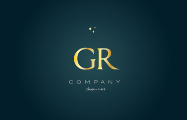 gr g r  gold golden luxury alphabet letter logo icon template