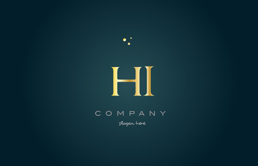hi h i  gold golden luxury alphabet letter logo icon template