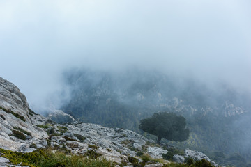 Rocky mountains and a clouded sky