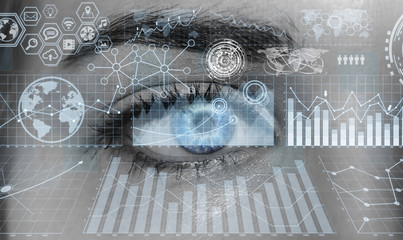 Close-up of woman digital eye 3D rendering