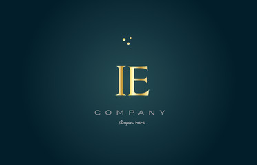 ie i e  gold golden luxury alphabet letter logo icon template