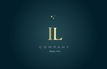 il i l  gold golden luxury alphabet letter logo icon template - obrazy, fototapety, plakaty