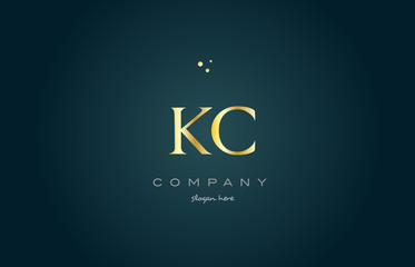 kc k c  gold golden luxury alphabet letter logo icon template