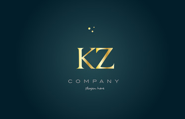 kz k z  gold golden luxury alphabet letter logo icon template