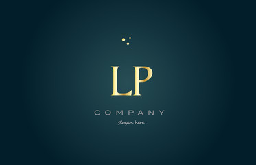 lp l p  gold golden luxury alphabet letter logo icon template