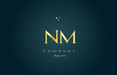 nm n m  gold golden luxury alphabet letter logo icon template