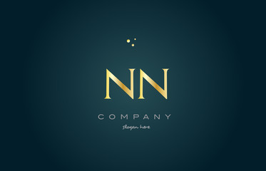 nn n  gold golden luxury alphabet letter logo icon template