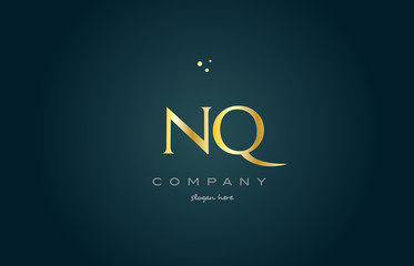 nq n q  gold golden luxury alphabet letter logo icon template