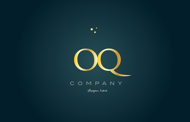 Fototapeta na wymiar oq o q gold golden luxury alphabet letter logo icon template