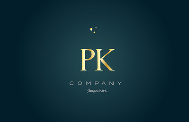 pk p k  gold golden luxury alphabet letter logo icon template