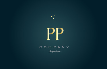 pp p  gold golden luxury alphabet letter logo icon template