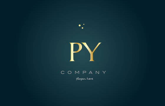 py p y  gold golden luxury alphabet letter logo icon template