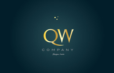 qw q w  gold golden luxury alphabet letter logo icon template