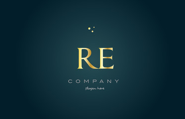 re r e  gold golden luxury alphabet letter logo icon template