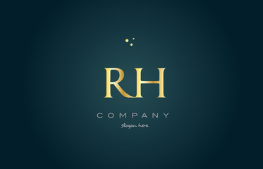 rh r h  gold golden luxury alphabet letter logo icon template