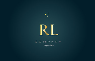 rl r l  gold golden luxury alphabet letter logo icon template