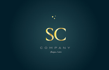 sc s c  gold golden luxury alphabet letter logo icon template