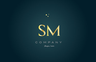 sm s m  gold golden luxury alphabet letter logo icon template