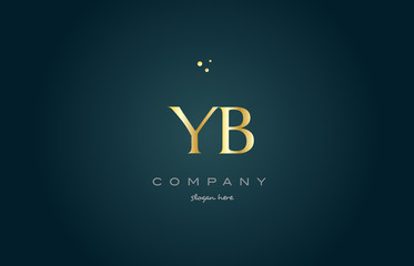 yb y b  gold golden luxury alphabet letter logo icon template