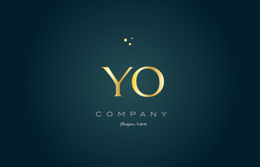 yo y o  gold golden luxury alphabet letter logo icon template