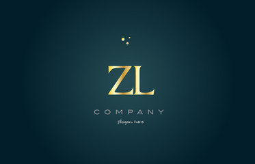zl z l  gold golden luxury alphabet letter logo icon template