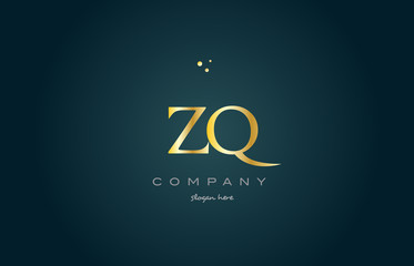 zq z q  gold golden luxury alphabet letter logo icon template