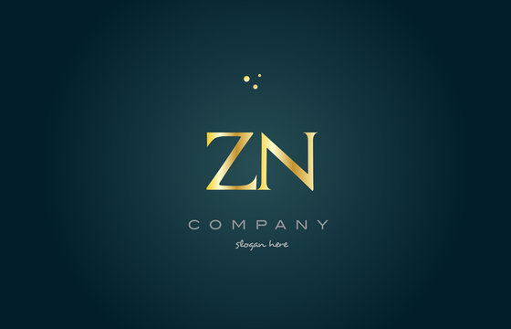 zn z n  gold golden luxury alphabet letter logo icon template