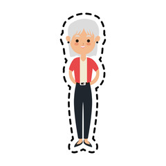 elderly grey hair woman cute cartoon icon image vector illustration design 