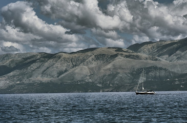Sailboat off the shore of Albania.