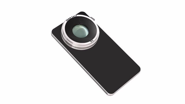smartphone with system camera lens - smartphone film and photo concept 