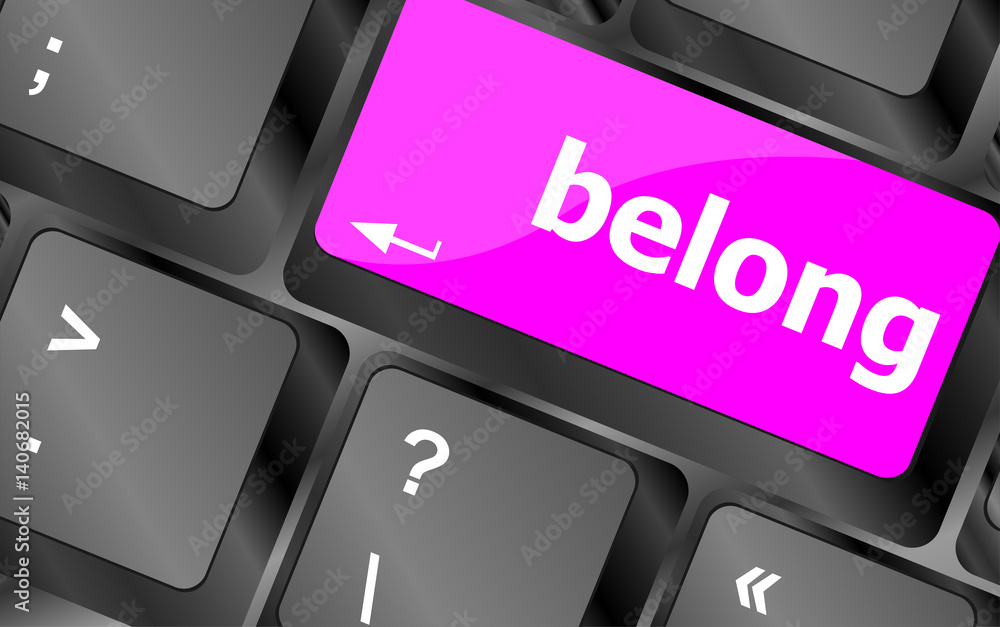 Aufkleber belong word on keyboard key, notebook computer button