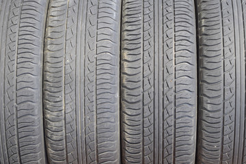The background of the tread pattern of the car wheel. Rubber tir