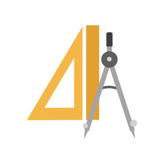 Precision Compass and ruler icon over white background. colorful design. vector illustration