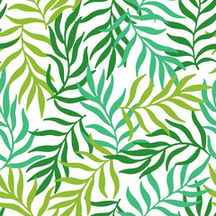 Green leaves background, seamless vector pattern
