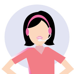 Simple business cartoon icon of a female Customer Service or Telemarketing