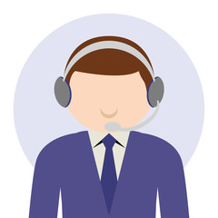 Simple business cartoon icon of a male Customer Service or Telemarketing