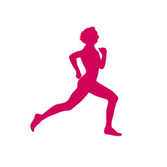 Fototapeta na wymiar Running girl pink silhouette
