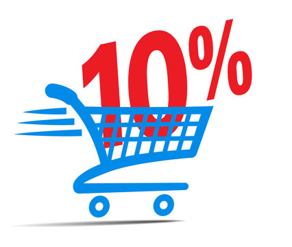 Check Out Cart SALE Icon Symbol with 10 Percent