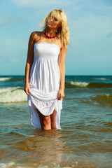 Young woman chilling out on the beach.