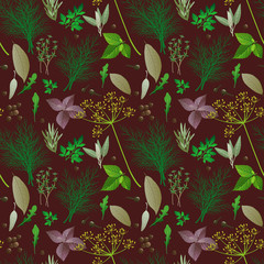 Materiał do szycia seamless pattern with herbs and spices