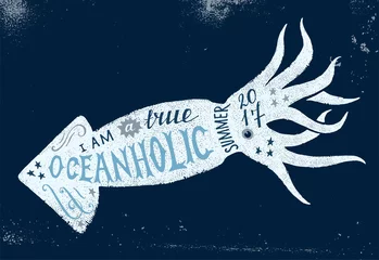 Foto op Canvas I am a true oceanholic, summer 2017 lettering © Marina Gorskaya