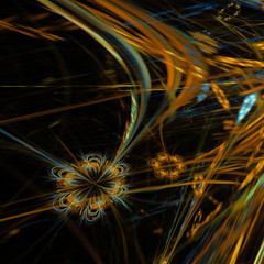 Abstract image. Fractal./Abstract image with yellow, red and blue colors.