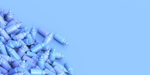 Infinite baby bottles background, original 3d rendering