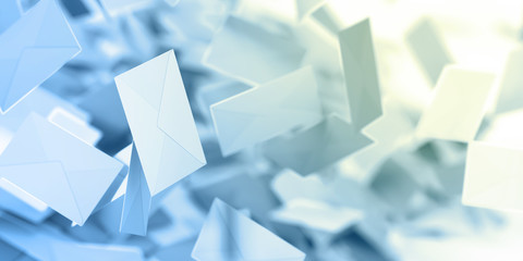 Infinite mail envelopes, 3d rendering background
